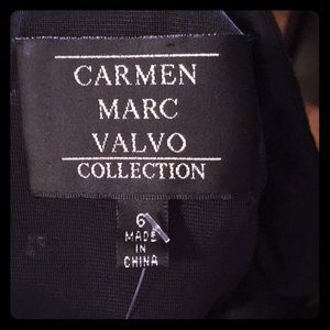 Black lined Carmen Marc Valvo collection dress top